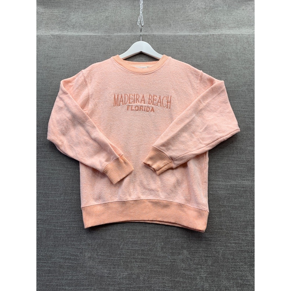 Esy Surf Co Sweatshirt Womens Small Peach Pink Cotton Logo Madeira Beach Florida
